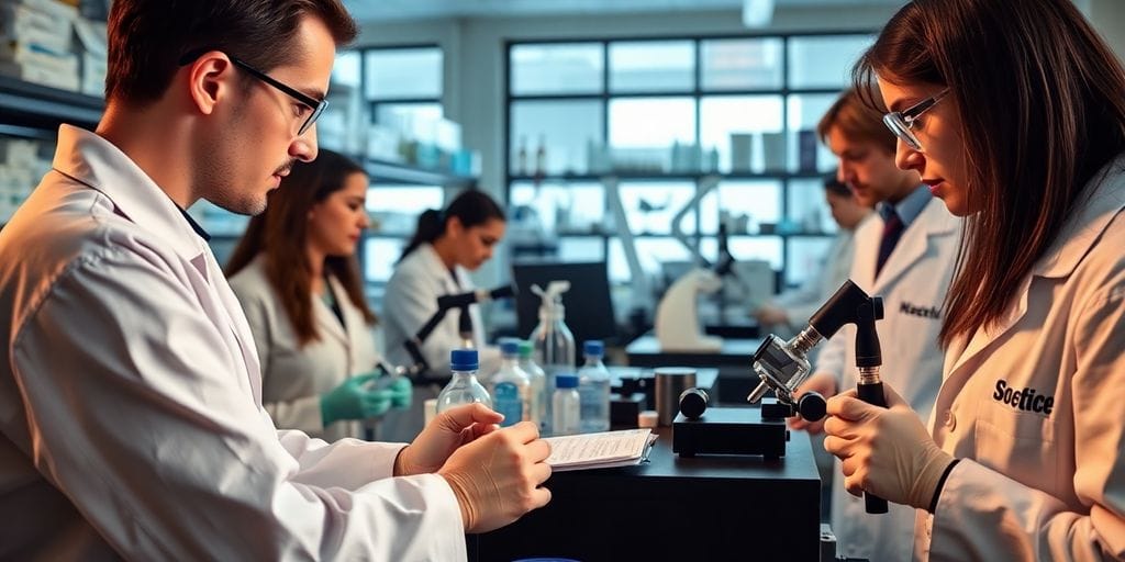 Forscher im Labor, die wissenschaftliche Experimente durchführen.