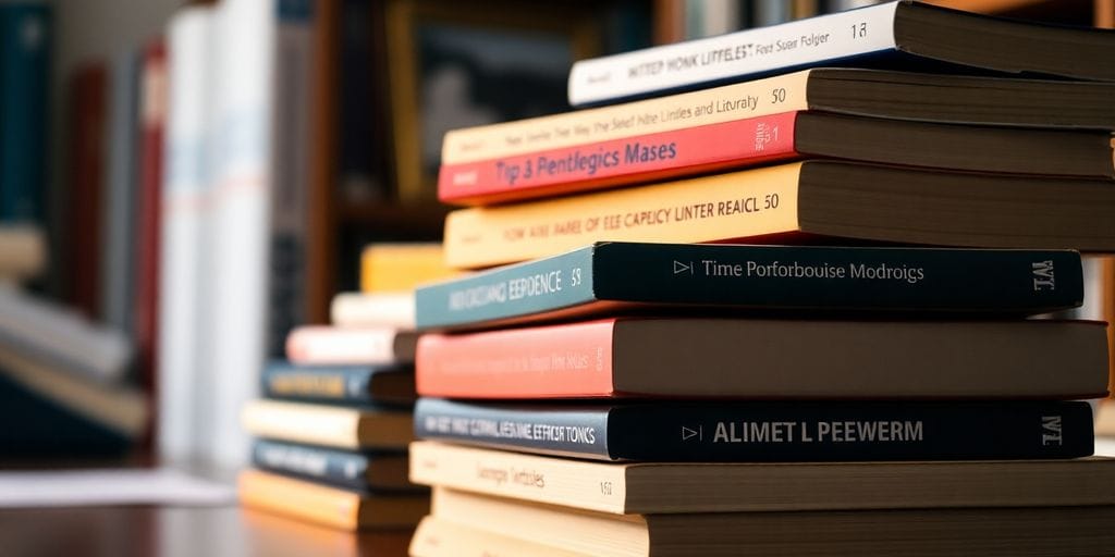 Fotografie von wissenschaftlicher Fachliteratur auf einem Tisch.