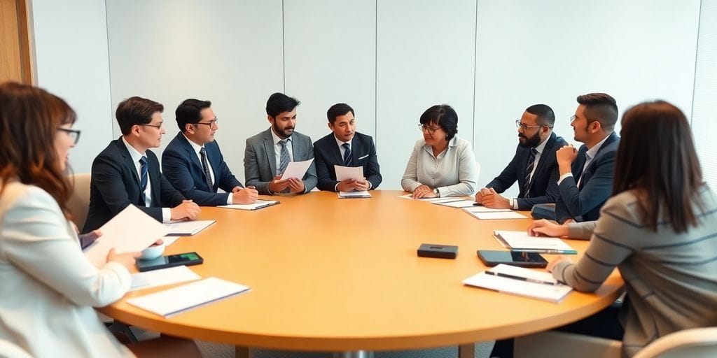 Professionelles Treffen von Regierungsbeamten zu sozialen Angelegenheiten.