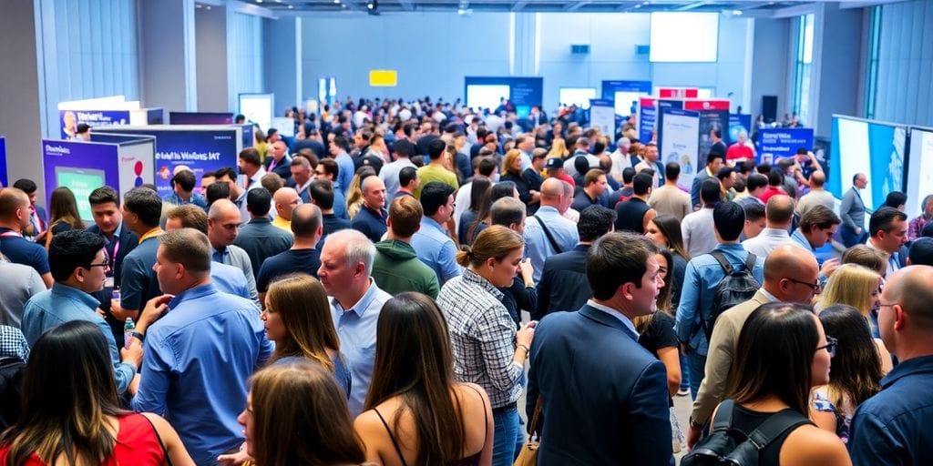 Fachleute im Gespräch auf einer Konferenz.